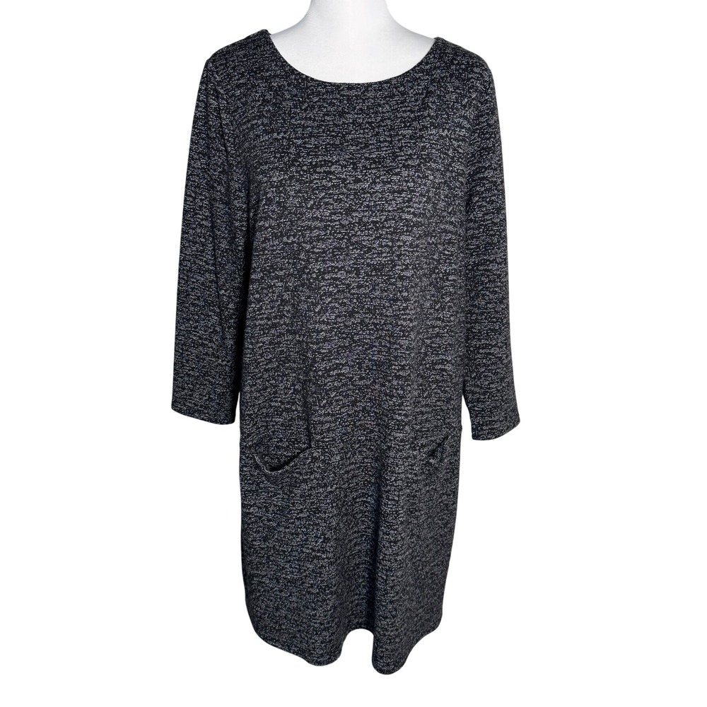 ANTHROPOLOGIE LILI'S CLOSET Women's XL Gray Knit Long Sleeve Shirt Dress Pockets